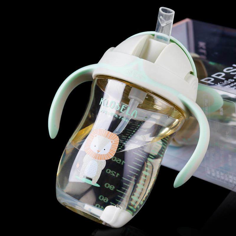 宝宝ppsu学饮杯婴儿防漏防呛饮水杯儿童吸管重力球杯防摔带手柄