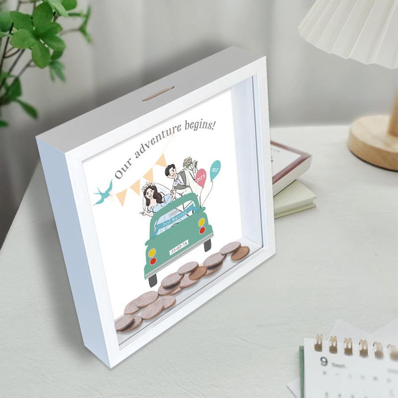 跨境厂家直供亚马逊中空相框储钱罐纪念币展示框硬币存储礼品画框