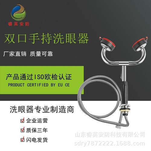 手持洗眼器实验室便携式工业用家用喷头验厂铜铸双口洗眼应急防护