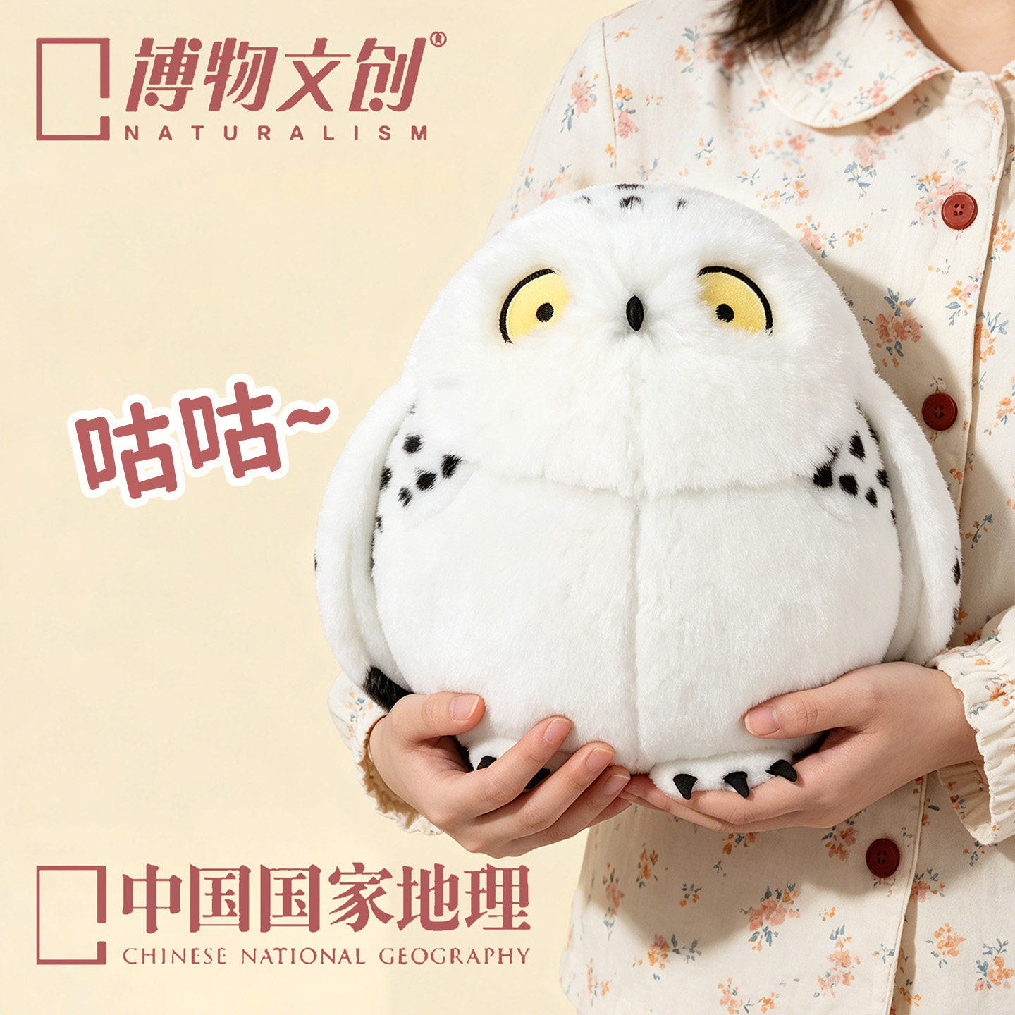中国国家地理博物文创雪鸮毛绒玩具可爱小鸟玩偶女孩鸟类动物抱枕