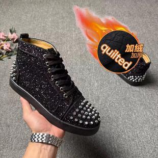 男士CL红底休闲鞋精神社会小伙板鞋时尚潮流铆钉烫钻中帮板鞋男款