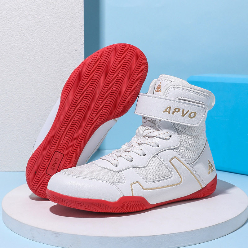 儿童摔跤鞋散打格斗鞋武术训练拳击鞋男童女童青少年跆拳道搏击鞋