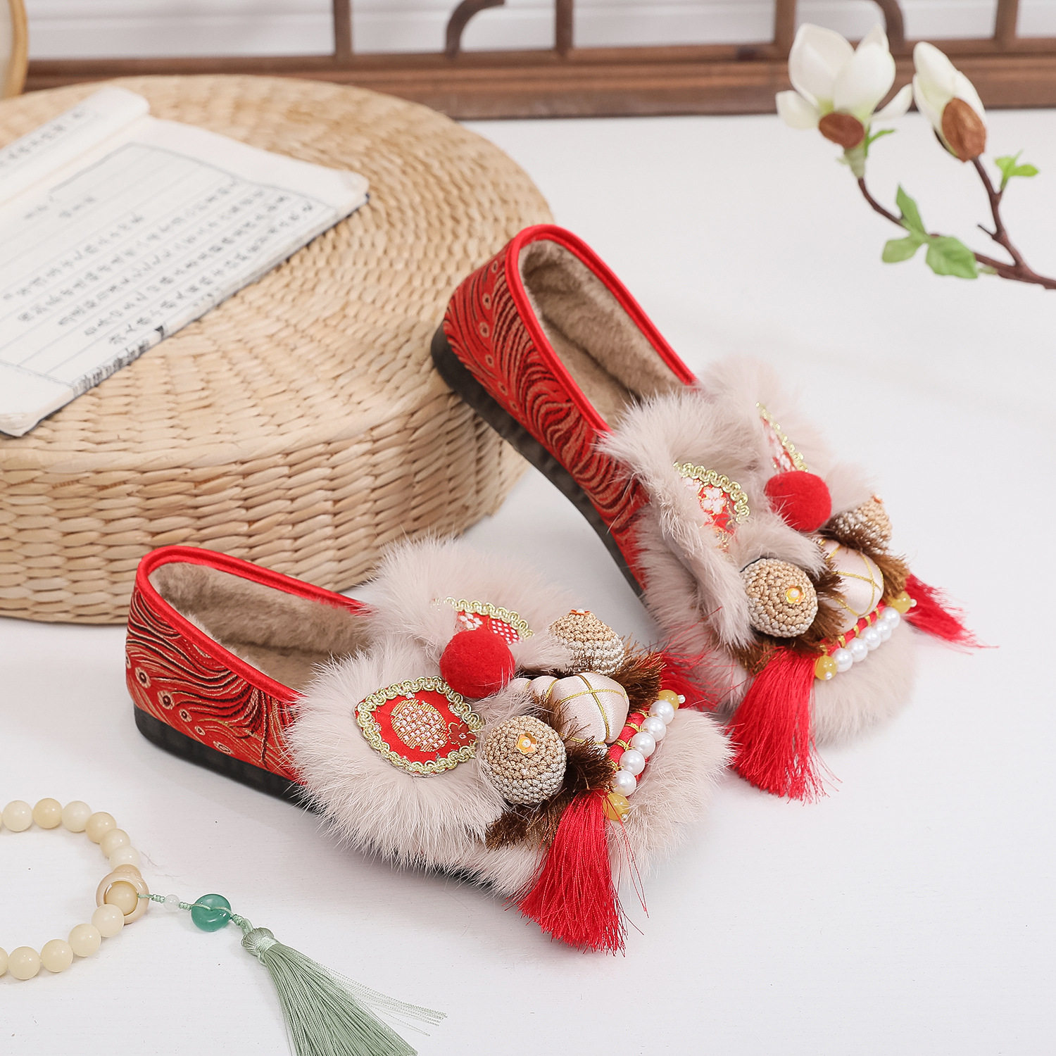 真毛手工原创虎头鞋女2026新款布鞋女平底软汉服新中式重工非遗鞋,女鞋,传统布鞋,淘宝优惠券,粉丝福利购,淘宝优惠卷