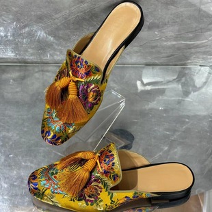 可外穿流苏刺绣羊皮里跨境爆款 拖鞋 休闲百搭潮流包脚轻便 时尚 男鞋