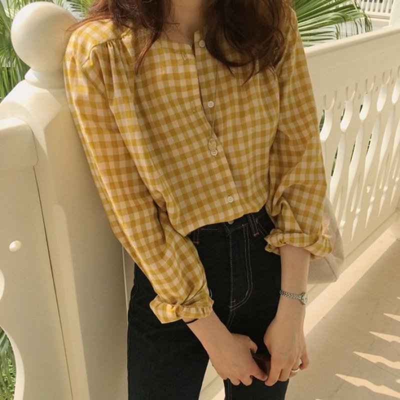 韩国ins潮2020新款少女学生春季百搭网红宽松格子长袖衬衫上衣女|msdalam kategori mod main/animasi/Zhou Bian/cos/permainan papan, kostum cosplay/props/perkhidmatan, Wanita Cosplay - dari Buy2taobao.com untuk memberikan perkhidmatan ejen Taobao profesional membeli