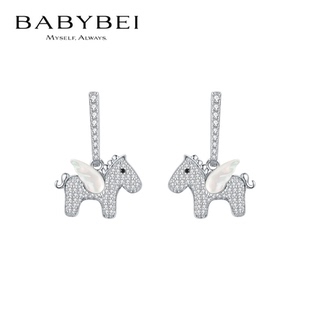 BABYBEI初贝马马耳坠耳饰925银母贝精致萌趣个性新年可爱幸运生肖