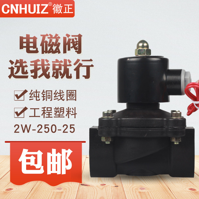 徽正塑料电磁阀2W-250-25开关阀 DN25水阀 G1&Prime; 1寸 220V/24V常闭