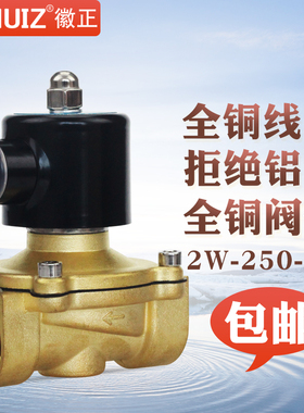 徽正2W-250-25全铜电磁阀水阀1寸DN25 AC220V可耐高温150度开关阀
