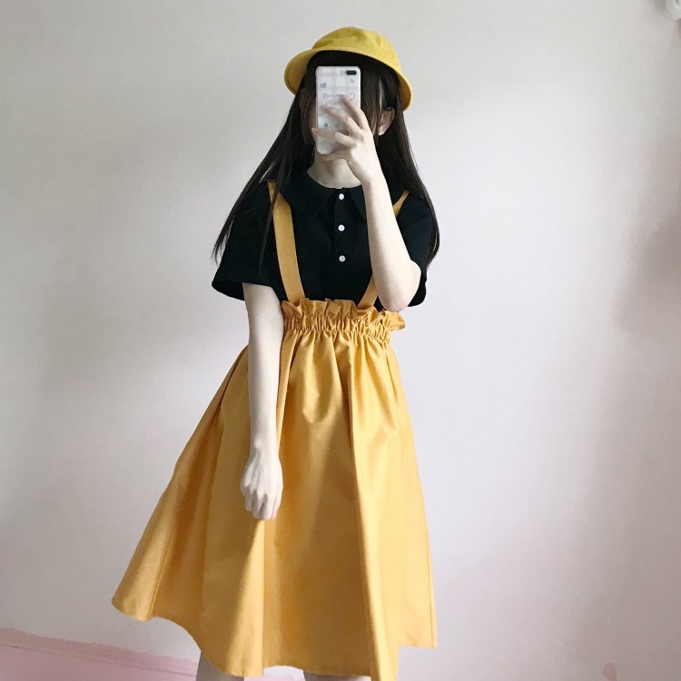 2019夏季新款女装韩版学生短袖衬衣+高腰背带连衣裙两件套中长款|ruв категории Женская одежда, платье - от Buy2taobao.com для оказания профессиональной услуги покупки агента Taobao