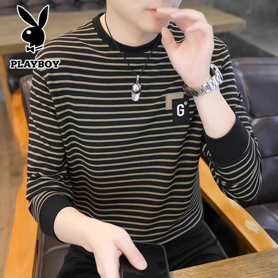 条纹花花公子宽松套头卫衣