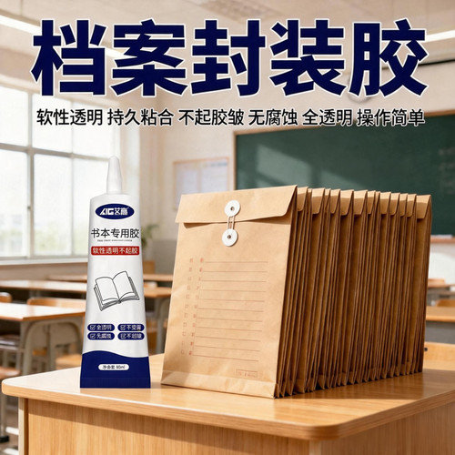 艾高档案专用胶试卷袋记录本破洞修复胶水沾书本笔记本标签封口脱胶强力胶黏牛皮纸张文件袋封条撕毁修补固定