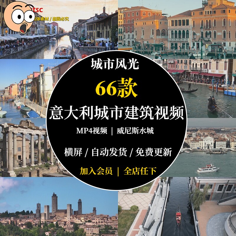 意大利城市风景罗马威尼斯水城米兰旅游景点城市建筑夜景视频素材