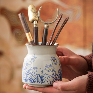 汝窑茶道六君子套装茶具配件收纳筒泡茶专用工具用品大全剪刀茶夹