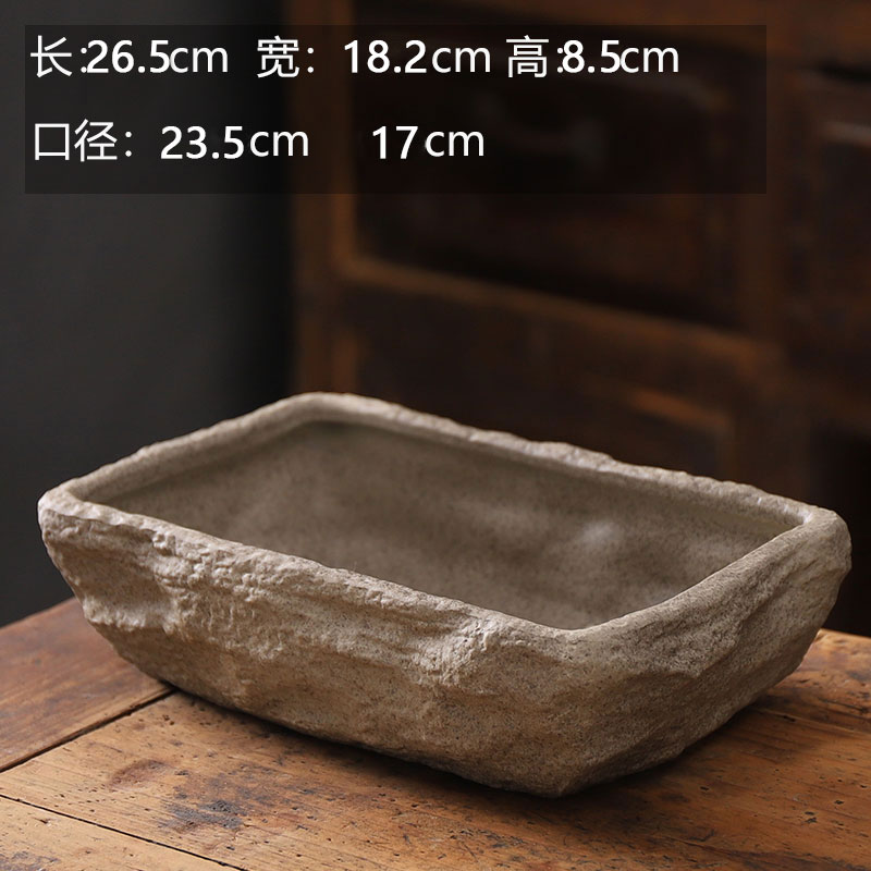 铜钱草花盆陶瓷无孔水培水养植物睡莲碗莲仿石头大号创意多肉花盆