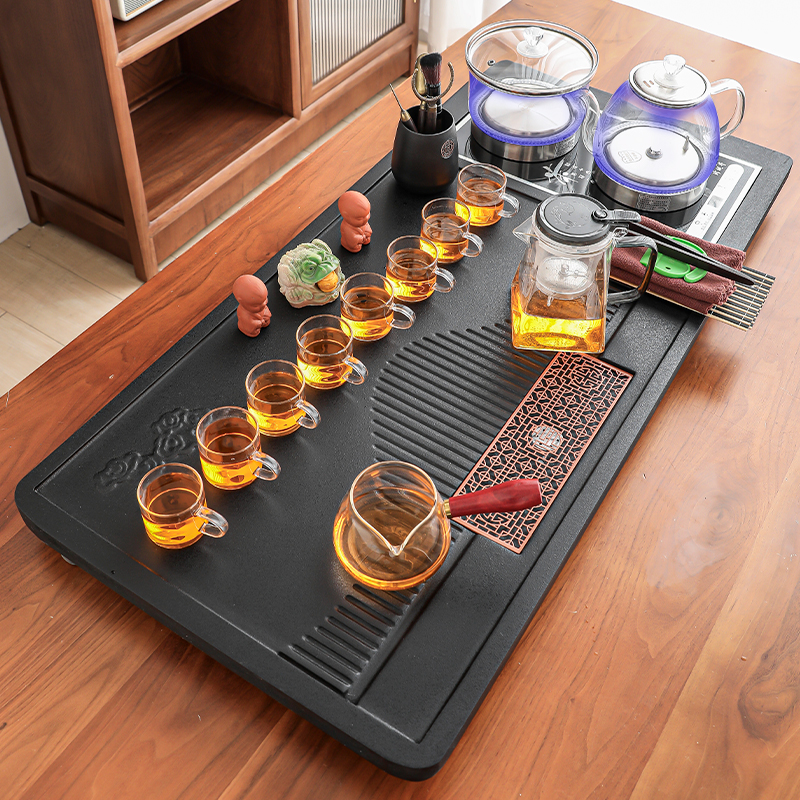 整套全自动功夫玻璃茶具套装家用茶盘组合四合一烧水壶炉茶海茶台