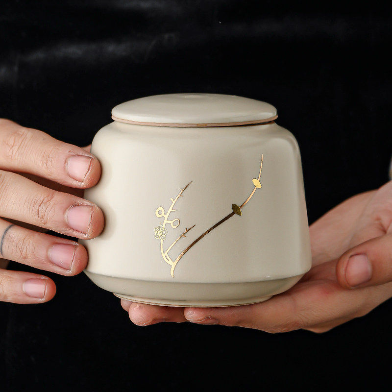 梅花描金陶瓷茶叶罐空罐小号密封罐家用红茶普洱存茶罐防潮储物罐,餐饮具,茶叶罐,淘宝优惠券,粉丝福利购,淘宝优惠卷