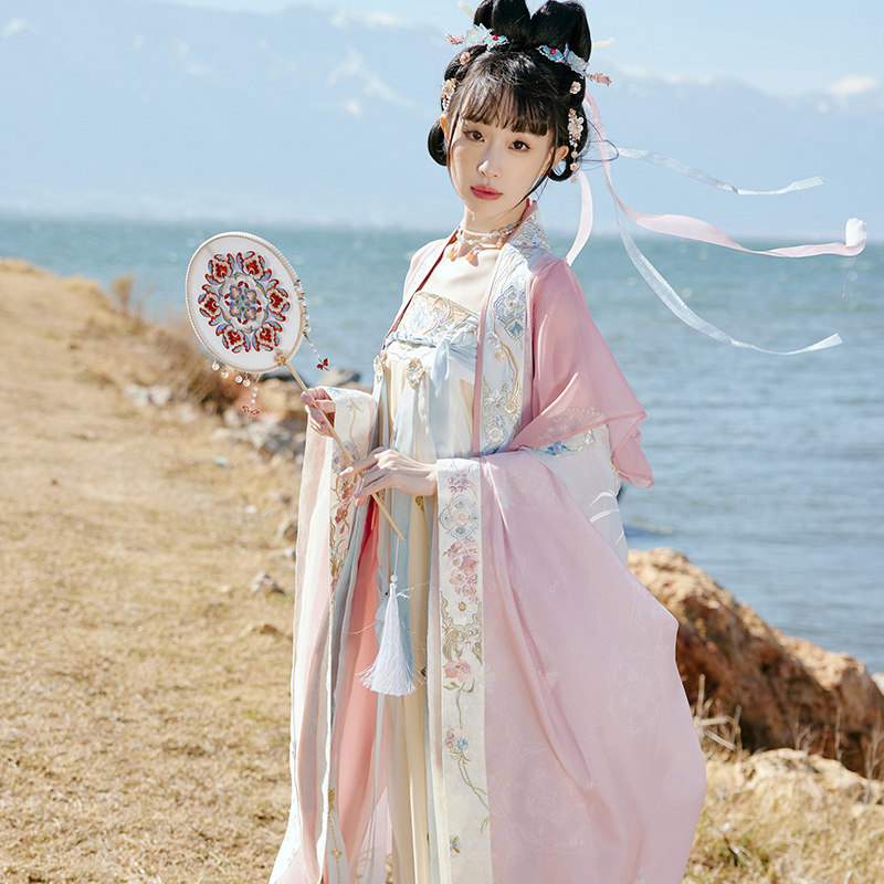 十三余小豆蔻儿[镜华宝光]印花大袖衫齐胸九破裙披帛唐制汉服女春