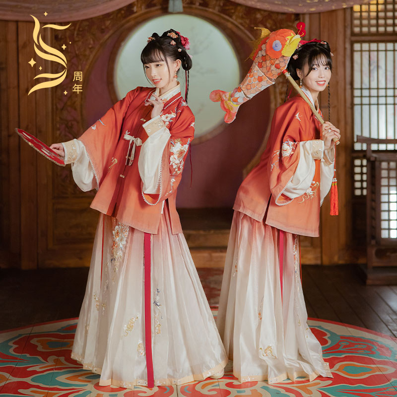 十三余小豆蔻儿[美人灯-银临联名款] 交领衫马面裙渐变明制汉服女