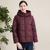 外套2025新款 赏心岁月中年妈妈休闲洋气连帽羽绒服宽松大码 冬装
