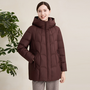 正品 赏心岁月中年妈妈羽绒服中长款 加厚保暖外套宽松大码 新款 冬装