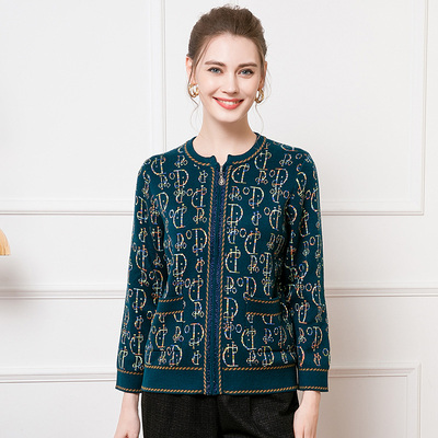 赏心岁月圆领拉链开衫气质百搭