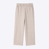 洋气百搭裤 赏心岁月中年妈妈米色松紧腰毛呢阔腿裤 2025秋冬新款 子