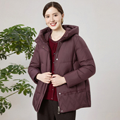 赏心岁月中老年妈妈连帽羽绒服中长款 外套大码 加厚保暖冬装 新款