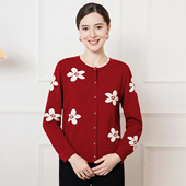 宽松大码 2026春装 新款 赏心岁月中年妈妈本命年天丝小衫 针织套头衫