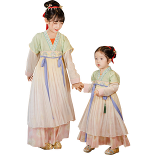 乌扣.如梦令 女童汉服春秋儿童中国风古装长袖襦裙宋制亲子装秋季