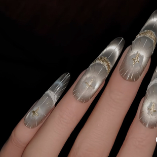 神谕圣光纯手工穿戴甲猫眼巴洛克十字架美甲孕妇