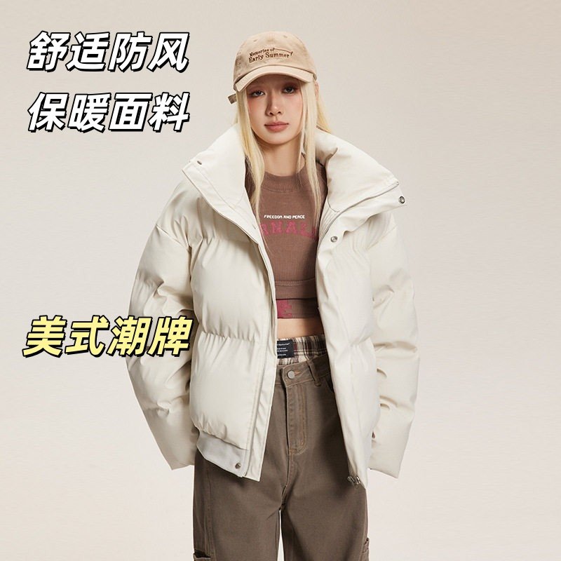 CATTEE美式连帽短款棉衣男冬季潮牌面包服宽松加厚保暖棉服外套