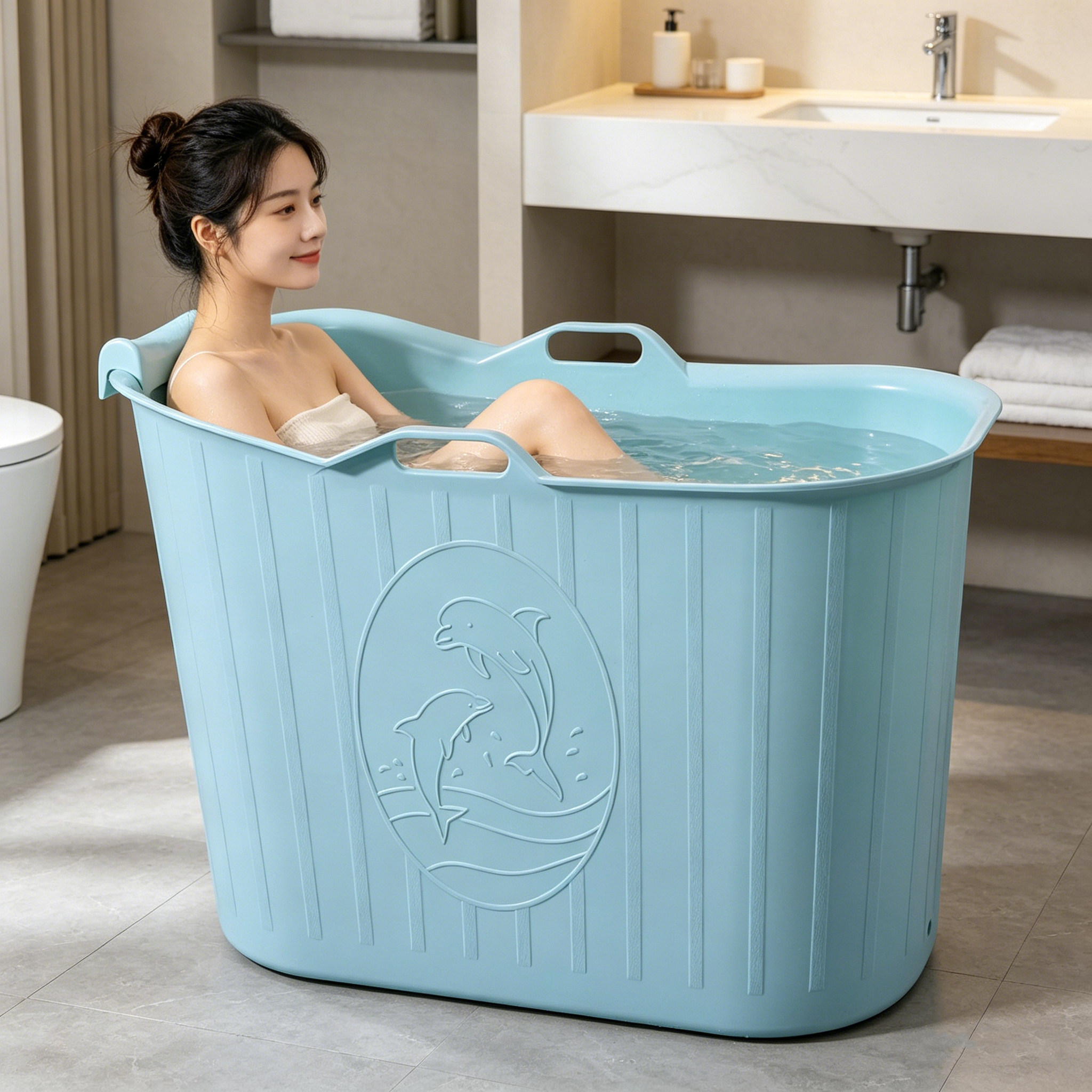 泡澡桶加厚家用洗澡桶大人塑料儿童洗澡盆全身浴盆成人浴桶泡浴缸
