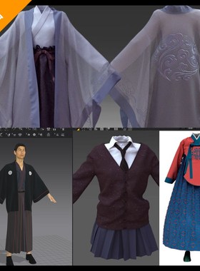 MD素材clo3d汉服等127套源文件工程素材库marvelous designe10