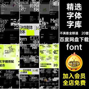 20套优雅精选字体素材安装包无PS逆厚重潮流衬线AI酸性font中英文