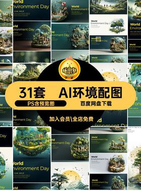3D树木森林背景环境保护平面图大自然AIPS环境配图节日psd31套