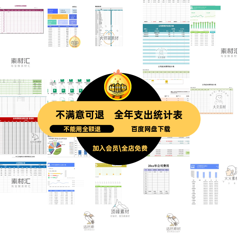 费用团终企业行政日常月度支出财务全年统计表旅游食堂明细公司