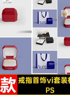 7款项链首饰vi套装样机全套戒指卡片手提袋ps贴图品牌包装盒设计