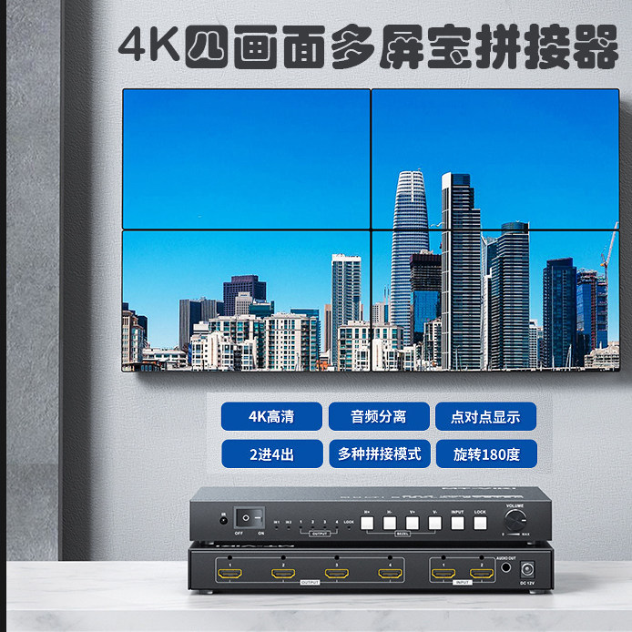 迈拓维矩 MT-HD0204 4k高清4屏HDMI拼接器多屏宝2x2点对点投影仪电视墙LED大屏处理器拼接屏2进4出