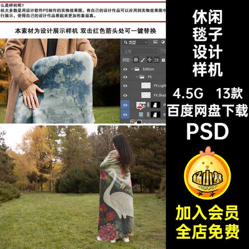 休闲毯子设计样机图案贴图流苏纺织品智能ps家PSD13款毛毯