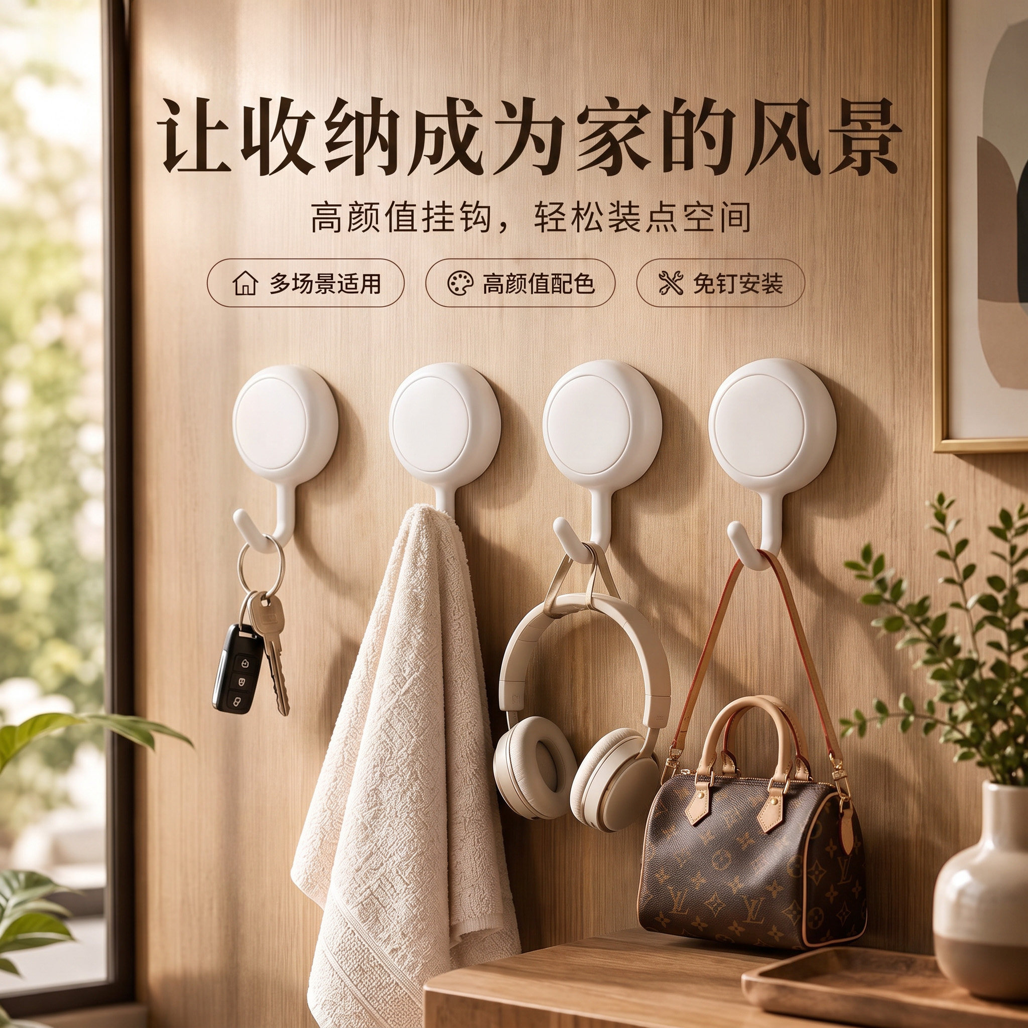 挂钩免打孔门后强力承重无痕粘钩图片