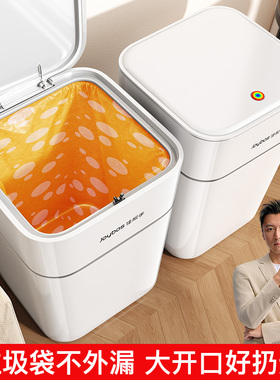 客厅垃圾桶家用2026新款轻奢大号大容量厨房卫生间纸篓带盖高颜值