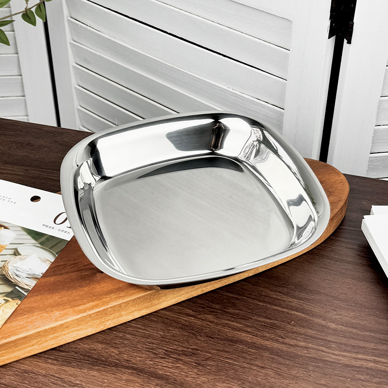 chockmen卓德铭18/10不锈钢17cm方圆盘菜碟浅盘装菜盘子烤盘加厚,餐饮具,盘,淘宝优惠券,粉丝福利购,淘宝优惠卷