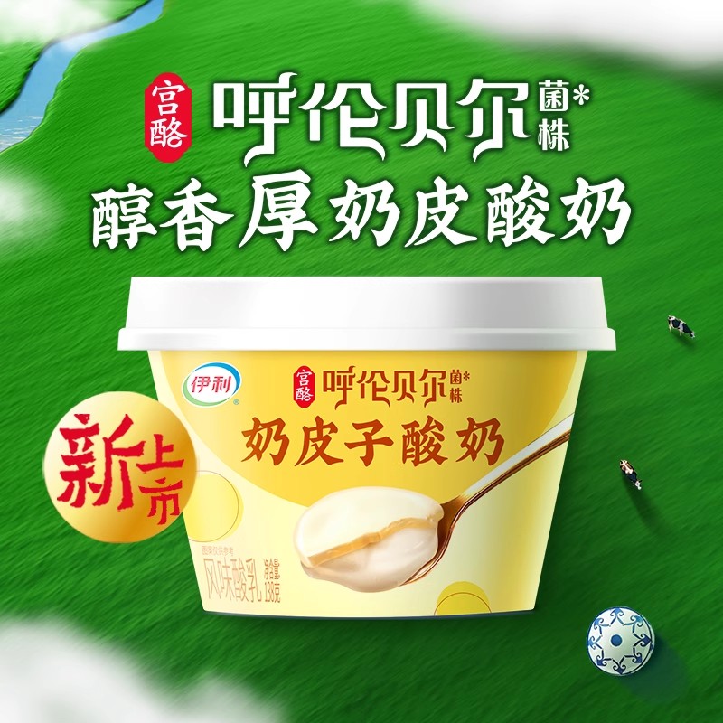 伊利宫酪奶皮子酸奶138g杯装呼伦贝尔菌株 风味酸乳营养早餐奶