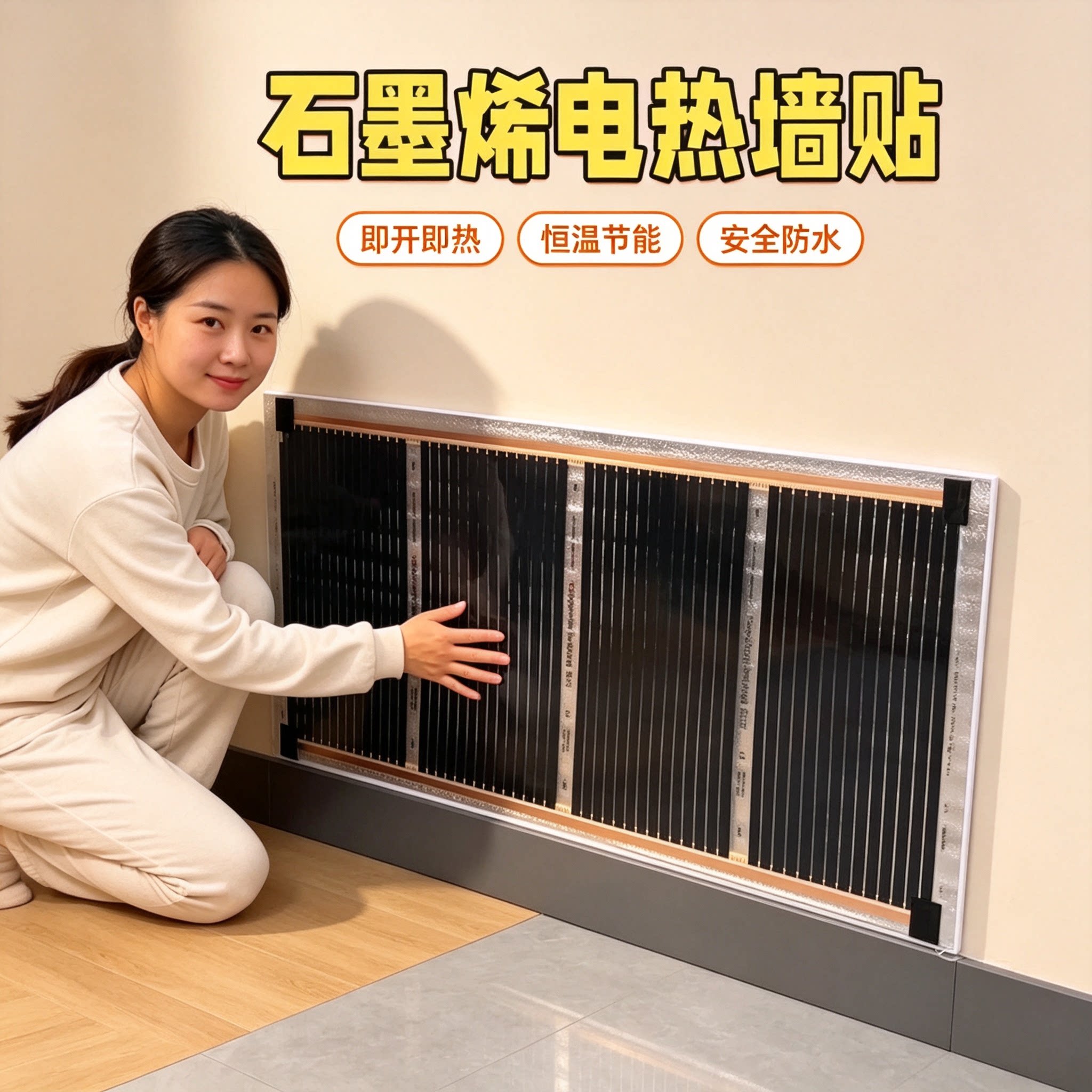 石墨烯电热膜贴墙上壁挂高温墙暖特高温挂墙取暖电暖膜碳晶瑜伽房