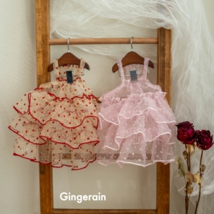 GINGERAIN blingbling吊带裙马尔济斯衣服比熊闪光网纱礼服蓬蓬裙