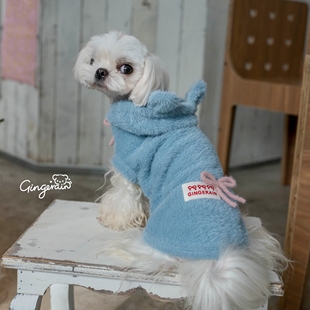 GINGERAIN 新年毛茸茸马甲背心约克夏马尔济斯衣服小熊保暖外套