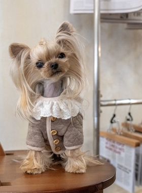 GINGERAIN 夹棉小外套系扣实用马尔济斯衣服约克夏小型犬保暖卫衣