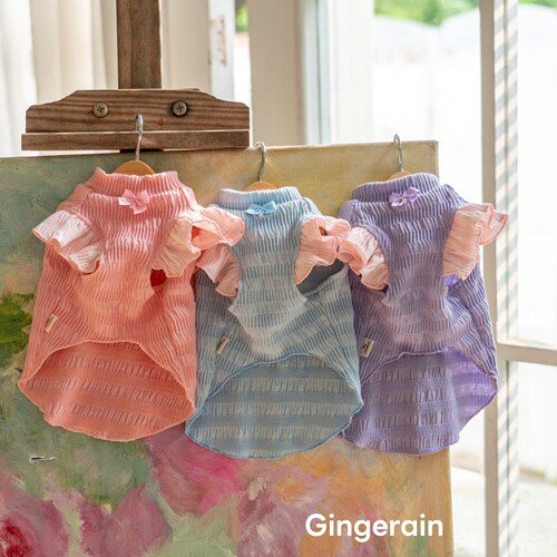 GINGERAIN 木耳边背心马尔济斯约克夏衣服小型犬飞飞袖棉质上衣