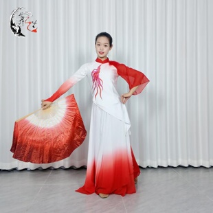 喜上眉梢胶州秧歌舞蹈服新款古典舞飘逸扇子舞艺考演出服套装定制
