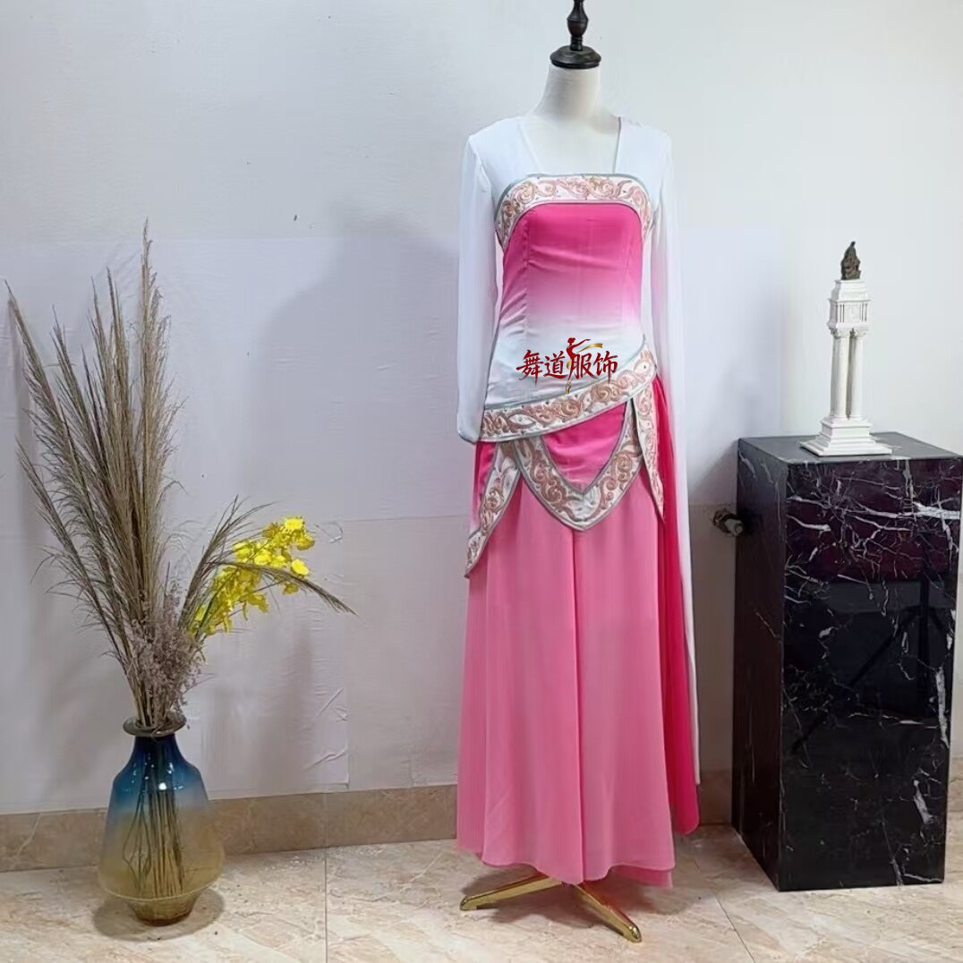 桃李杯古典舞蹈大赛正宗原版桃夭舞蹈服水袖演出服群舞表演服定制